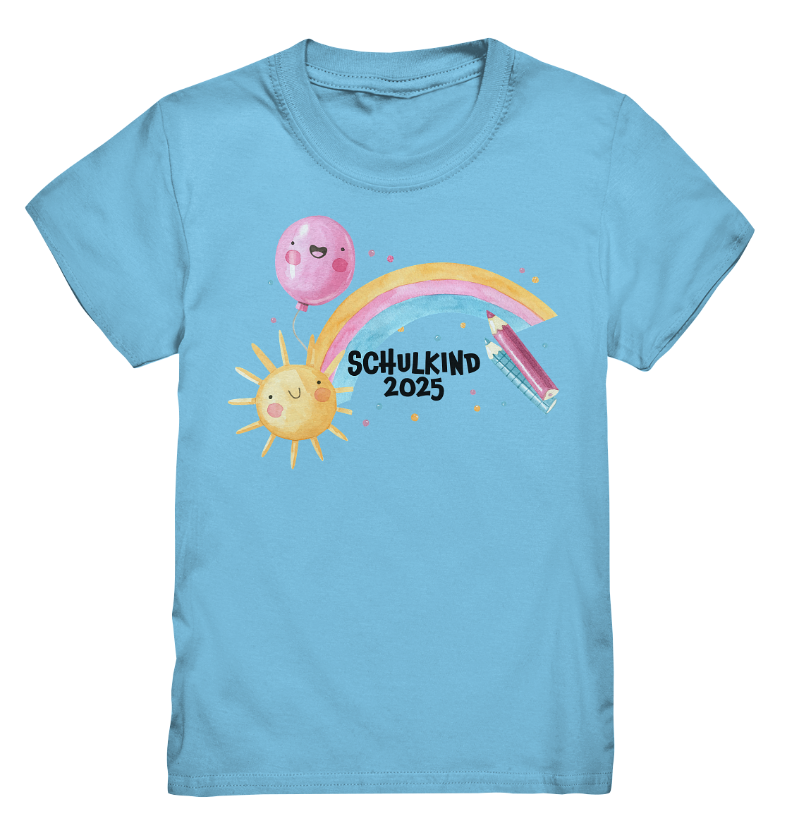 Schulkind 2025 T-Shirt – Sonnenglück & Regenbogenfreude