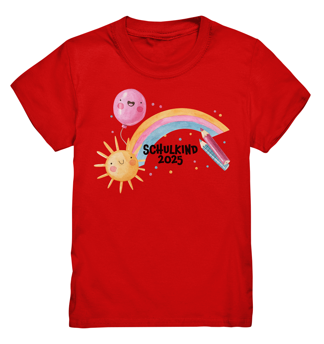 Schulkind 2025 T-Shirt – Sonnenglück & Regenbogenfreude