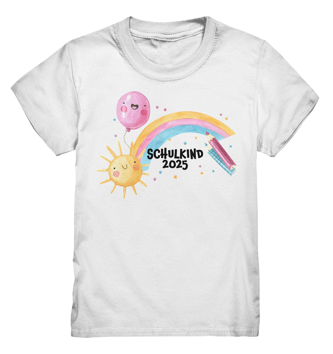 Schulkind 2025 T-Shirt – Sonnenglück & Regenbogenfreude
