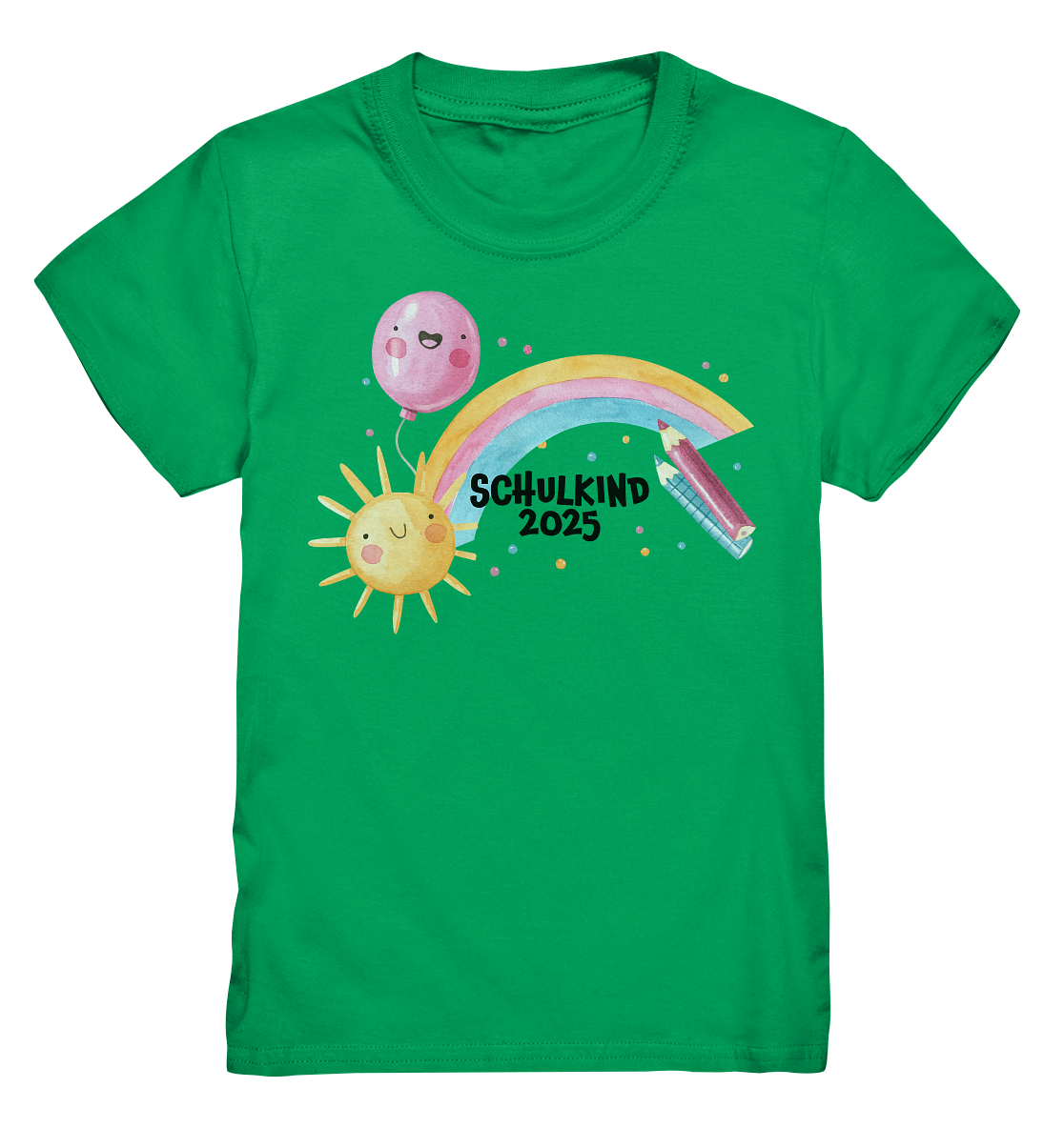 Schulkind 2025 T-Shirt – Sonnenglück & Regenbogenfreude